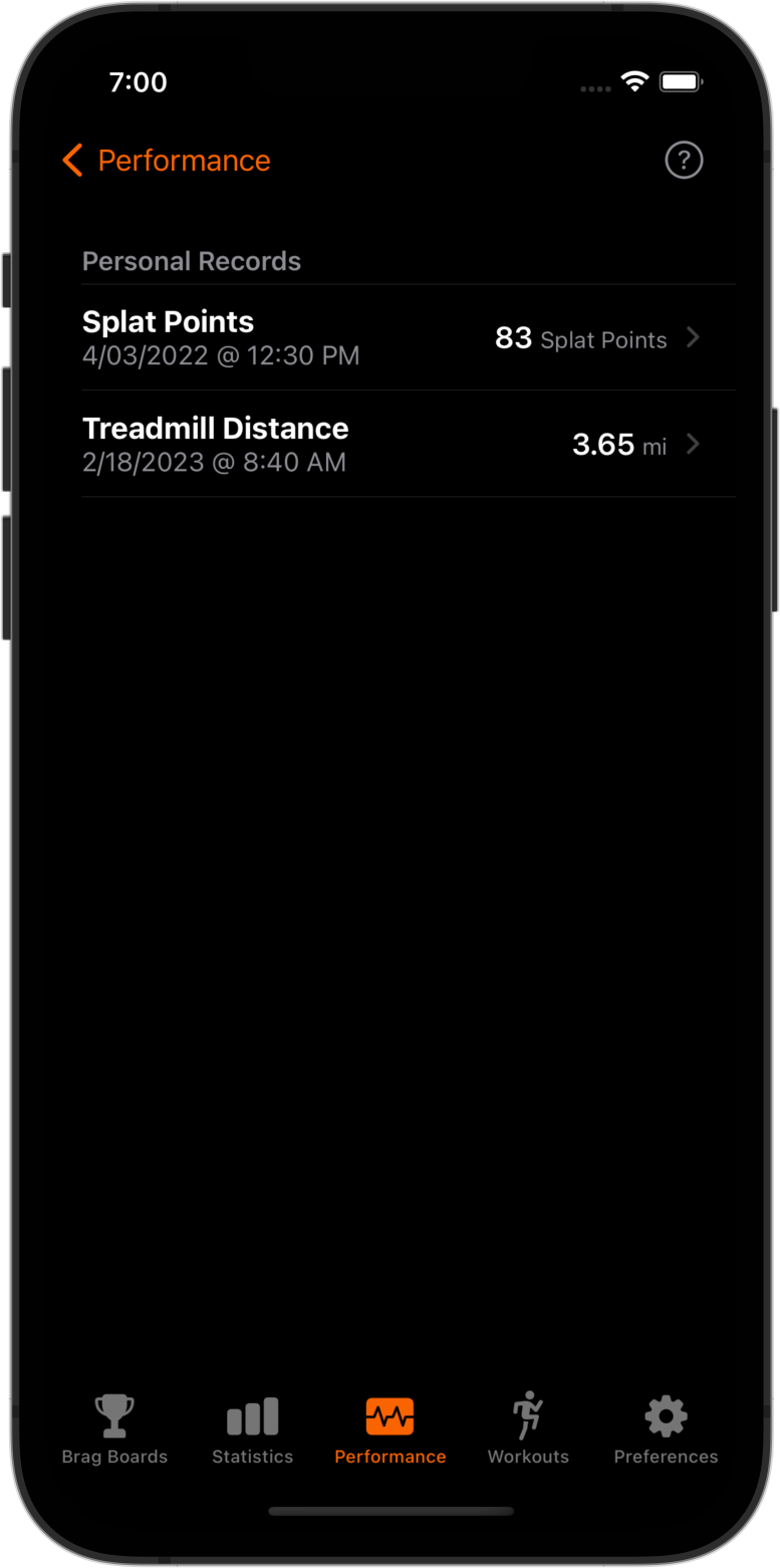 Performance Personal Records